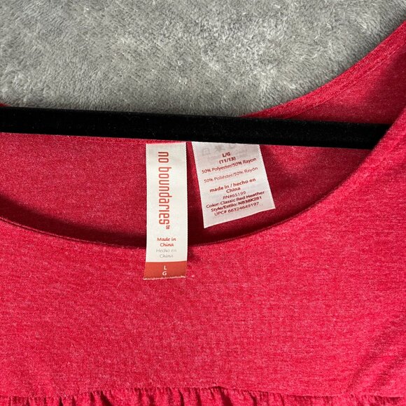 No Boundaries Babydoll Yoke Top Juniors' L Red Puff Sleeve Bubble Hem Y2K Shoujo - Picture 6 of 8